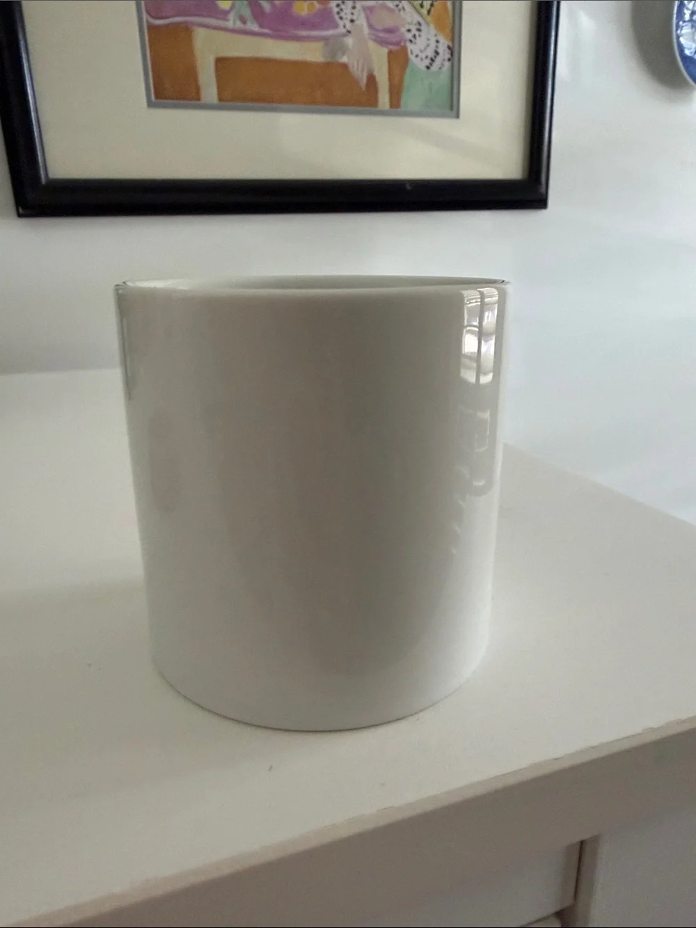 White Ceramic Kitchen Canister with Brown Mushroom Graphic and Wood Lid